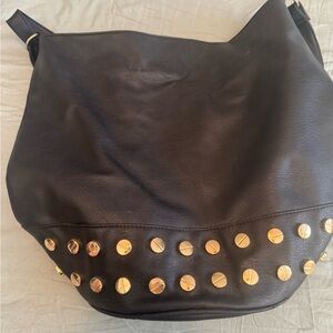 Shoe Dazzle Black Hobo Bag with Gold Accents